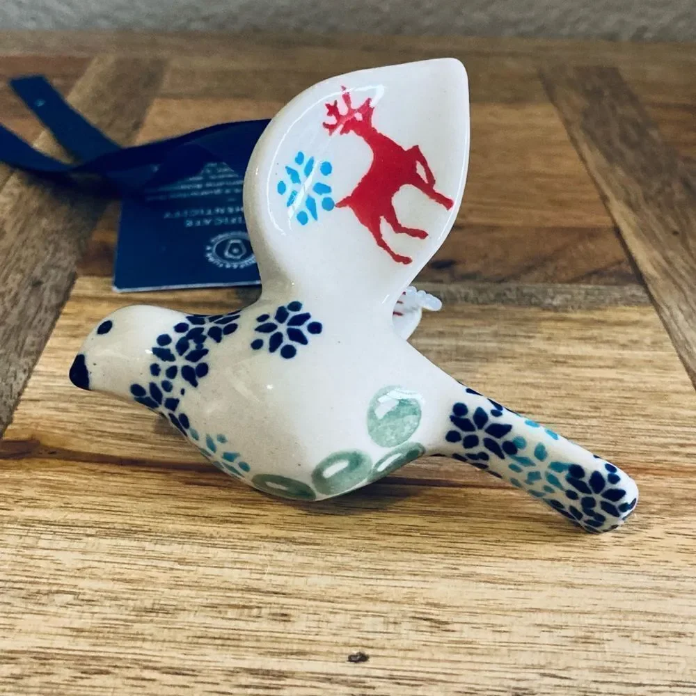 NWT Dove Boleslawiec Polish Christmas Bird Ornament